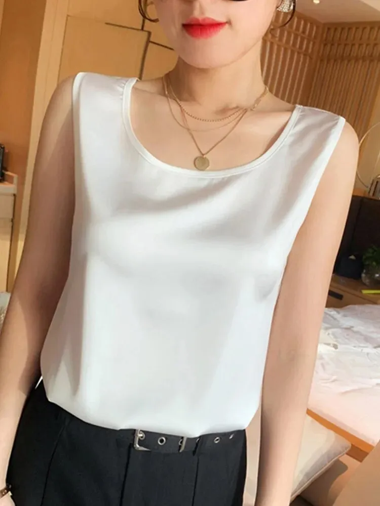 2024 Silk Thin Short Sleeve Tees Woman Summer Tops