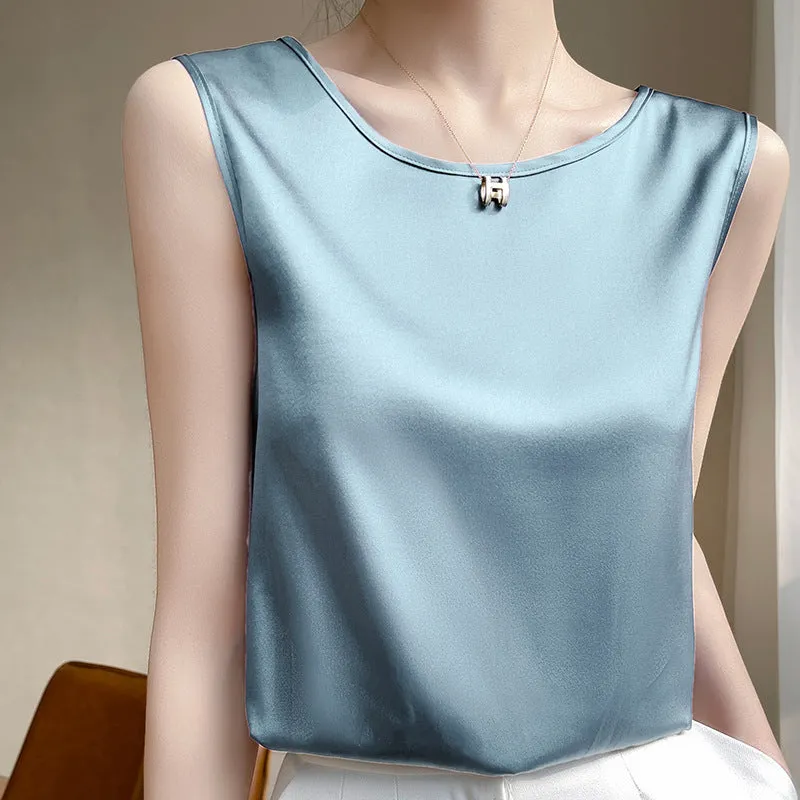 2024 Silk Thin Short Sleeve Tees Woman Summer Tops