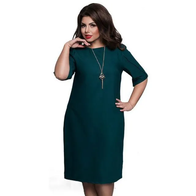 6XL Large Size 2017 Summer Dress Big Size Casual Office Dress Blue Red Green Straight Dresses Plus Size Women Clothing Vestidos