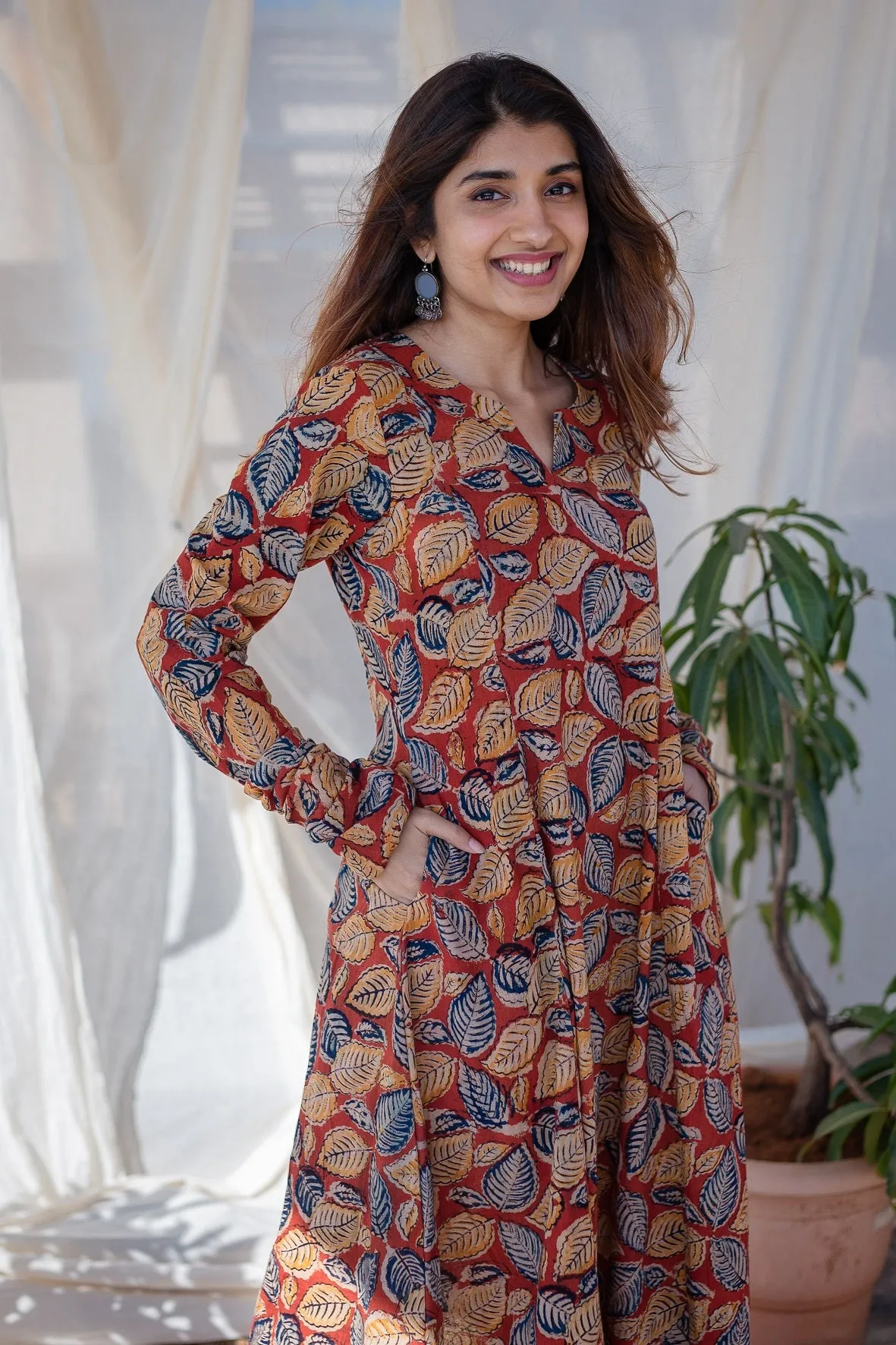 Aaradhaya Kalamkari Kali Cotton Kurta