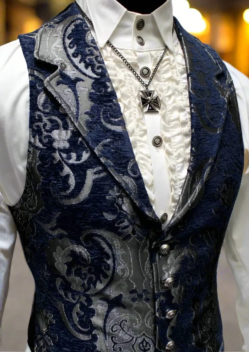 ARISTOCRAT VEST - BLUE/SILVER TAPESTRY