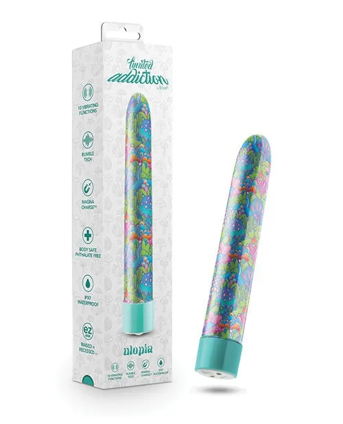 Blush Limited Addiction Utopia 7 inch Rechargeable Vibe - Aqua