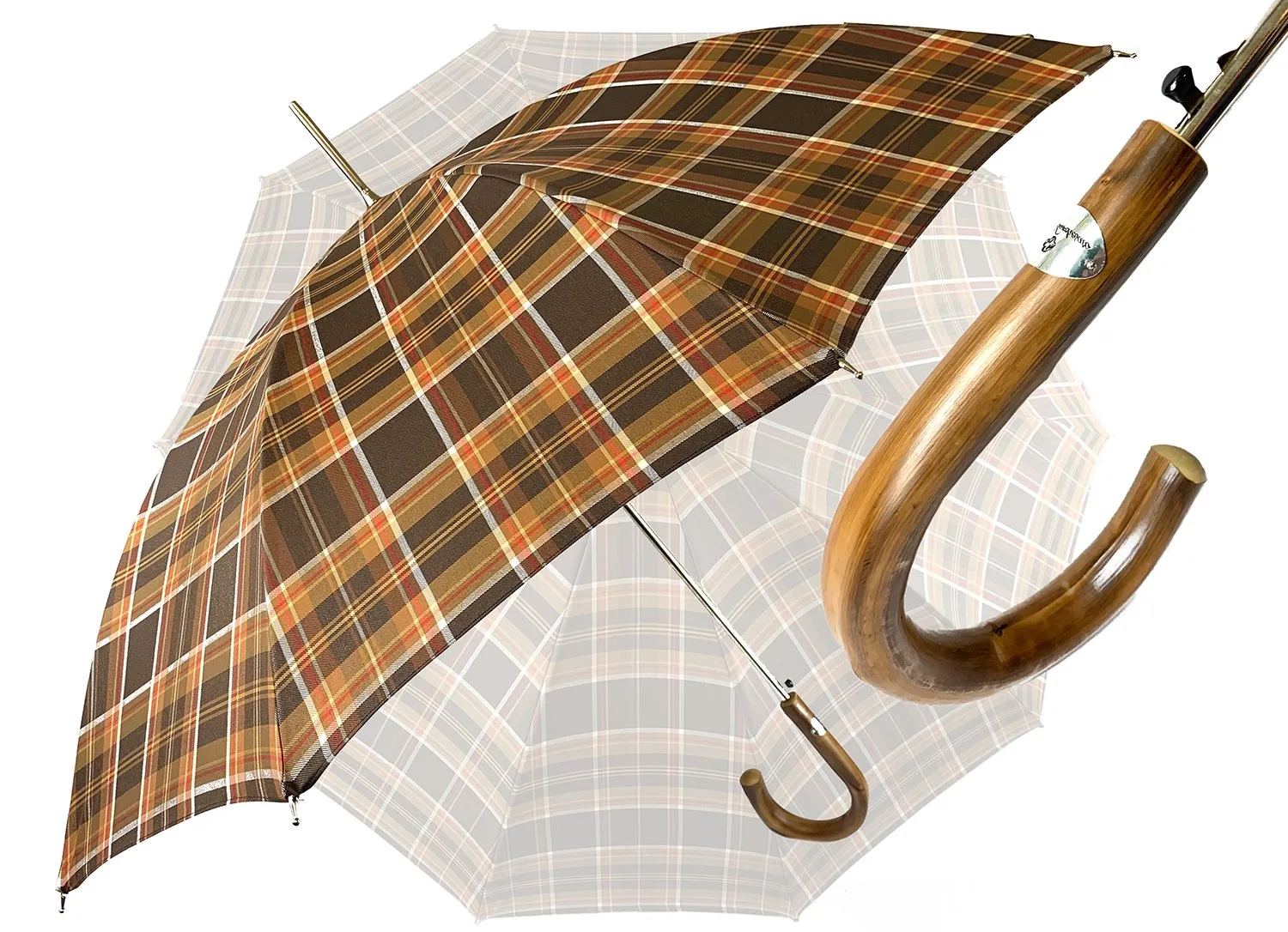 Brown Men's sporty Tartan umbrella