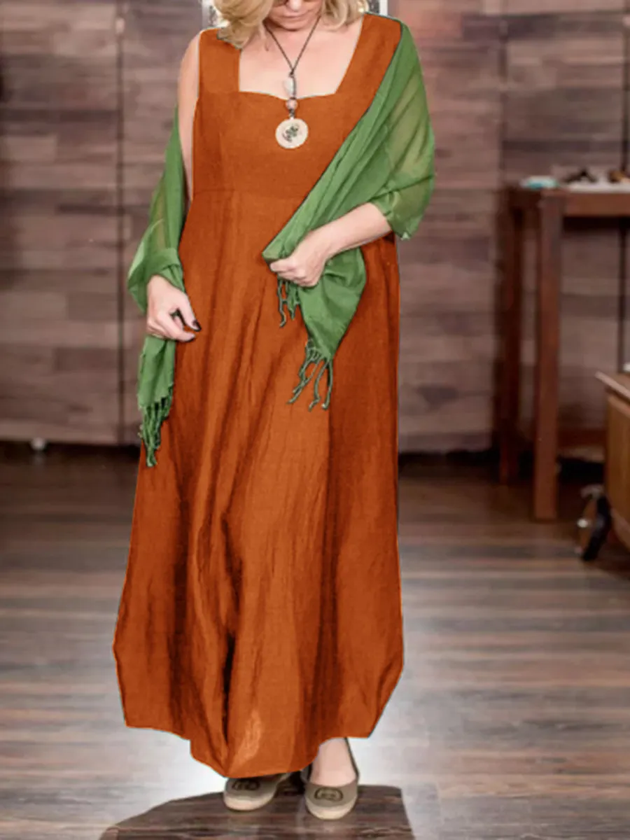 Casual Loose Solid Color Simple Women'S Dress