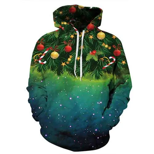 Christmas Tree Digital Printing Baseball Uniform Hoodies