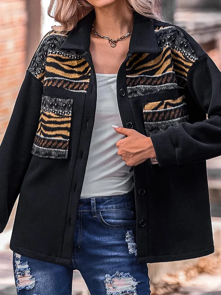 Coats Long Sleeve Fashionable Patchwork Loose Coat for Women