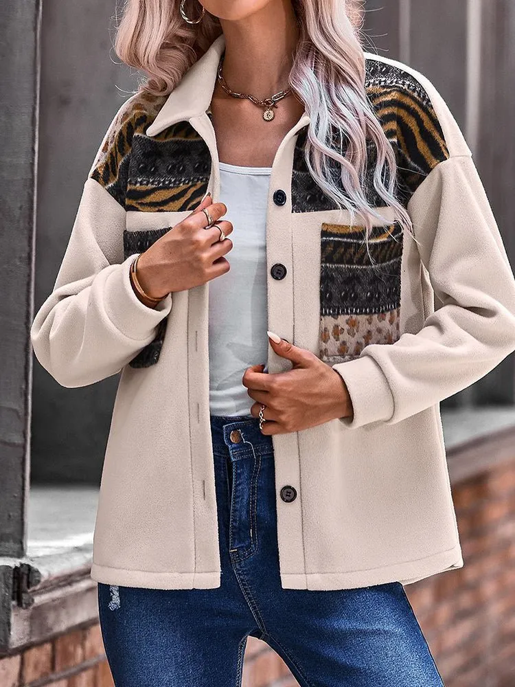 Coats Long Sleeve Fashionable Patchwork Loose Coat for Women