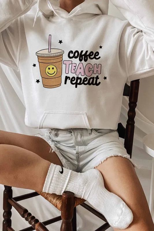 COFFEE TEACH REPEAT GRAPHIC HOODIE