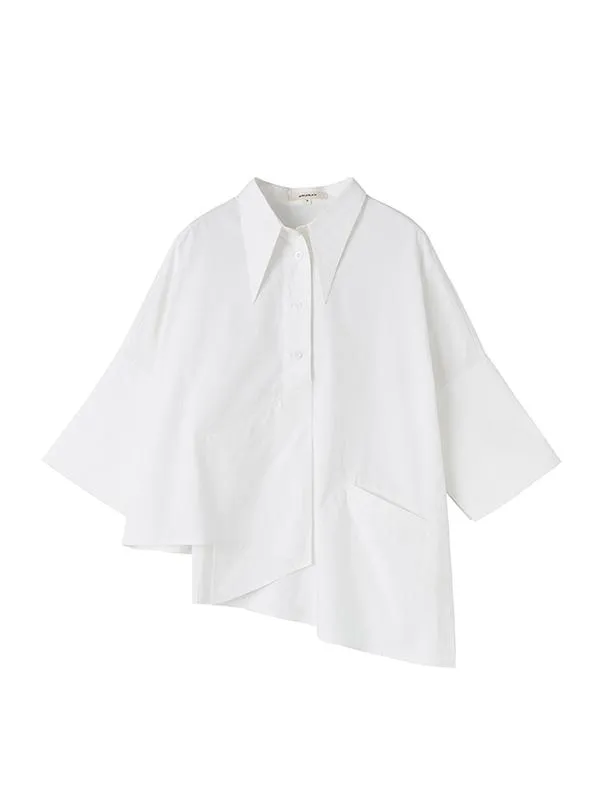 Creamy White Cropped Three-Quarter Sleeve Shirt