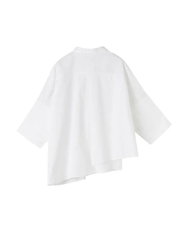 Creamy White Cropped Three-Quarter Sleeve Shirt