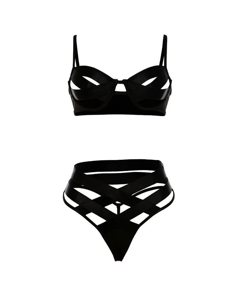 Cut Out Bra & High-rise Underwear Set