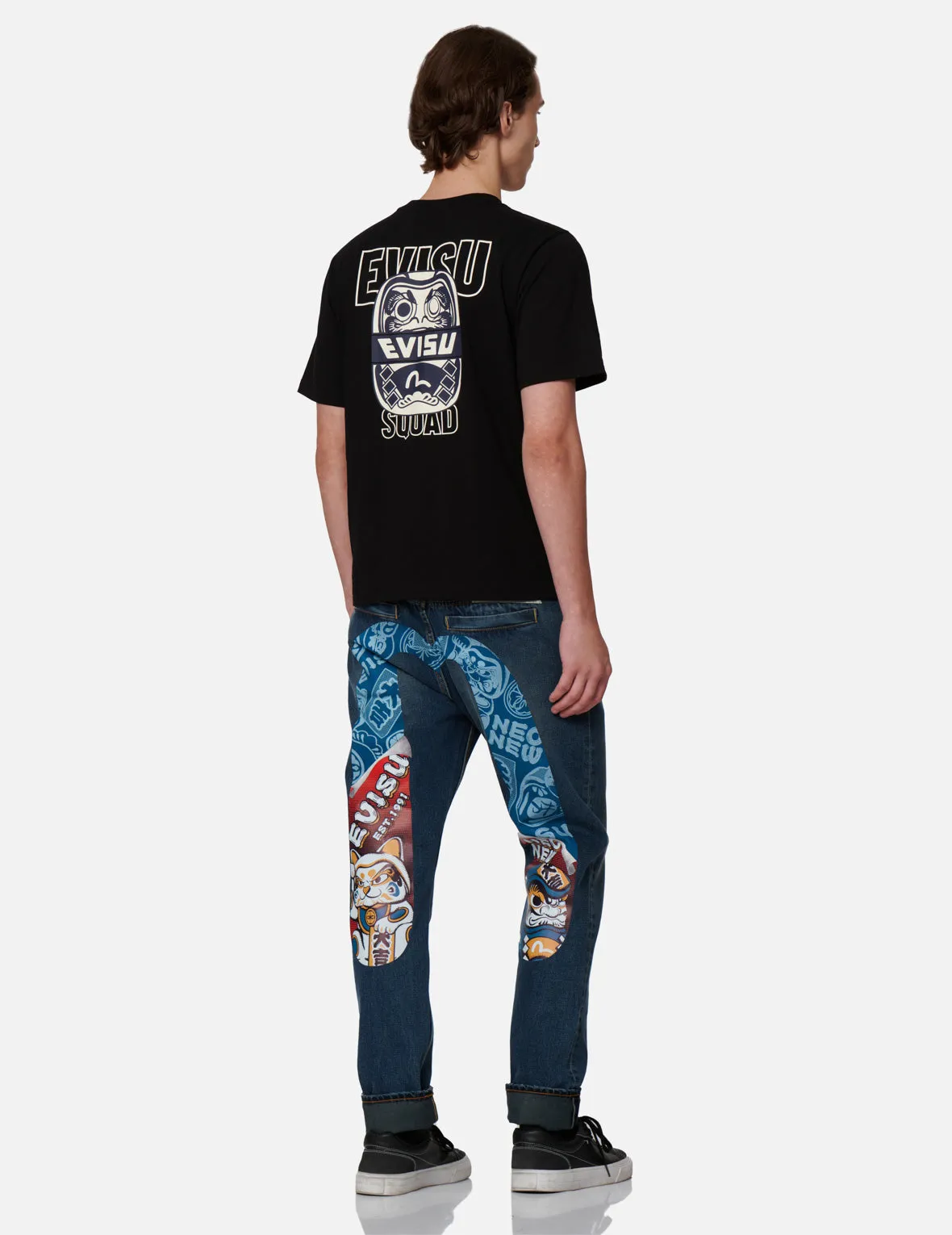 Daicock with Tear-off Poster Print Carrot-Fit Jeans #2017