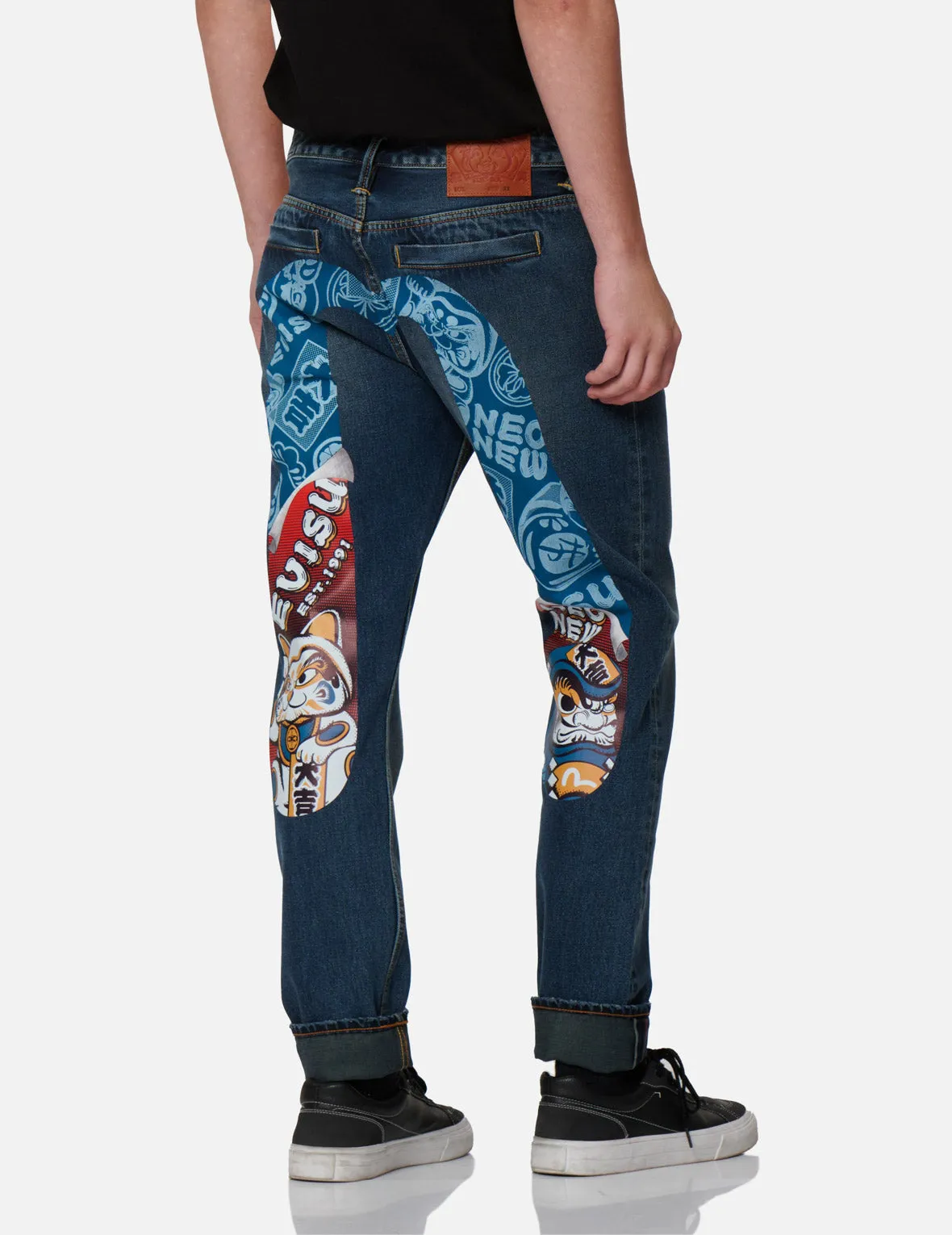 Daicock with Tear-off Poster Print Carrot-Fit Jeans #2017