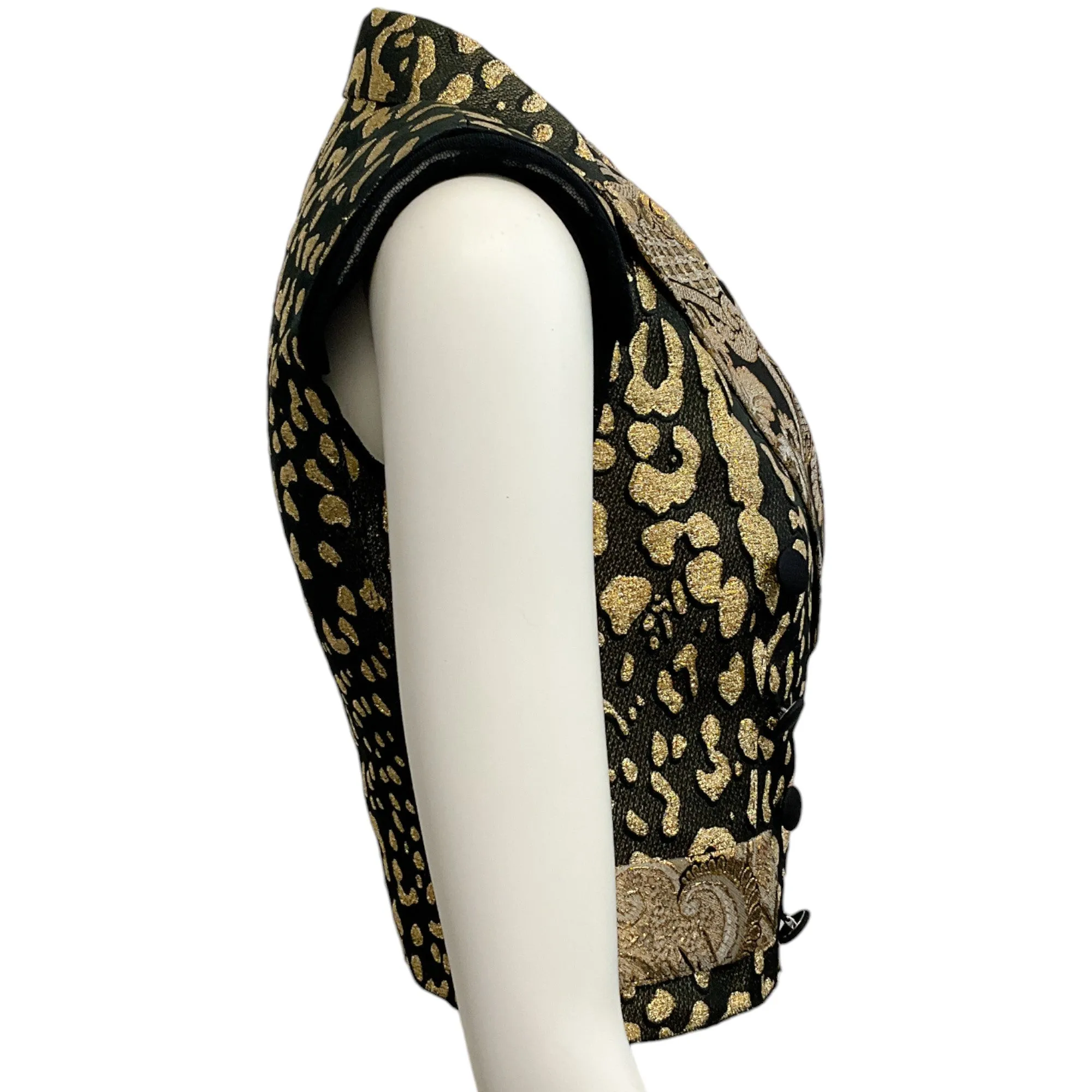 Dolce & Gabbana Black / Gold Brocade Cropped Vest