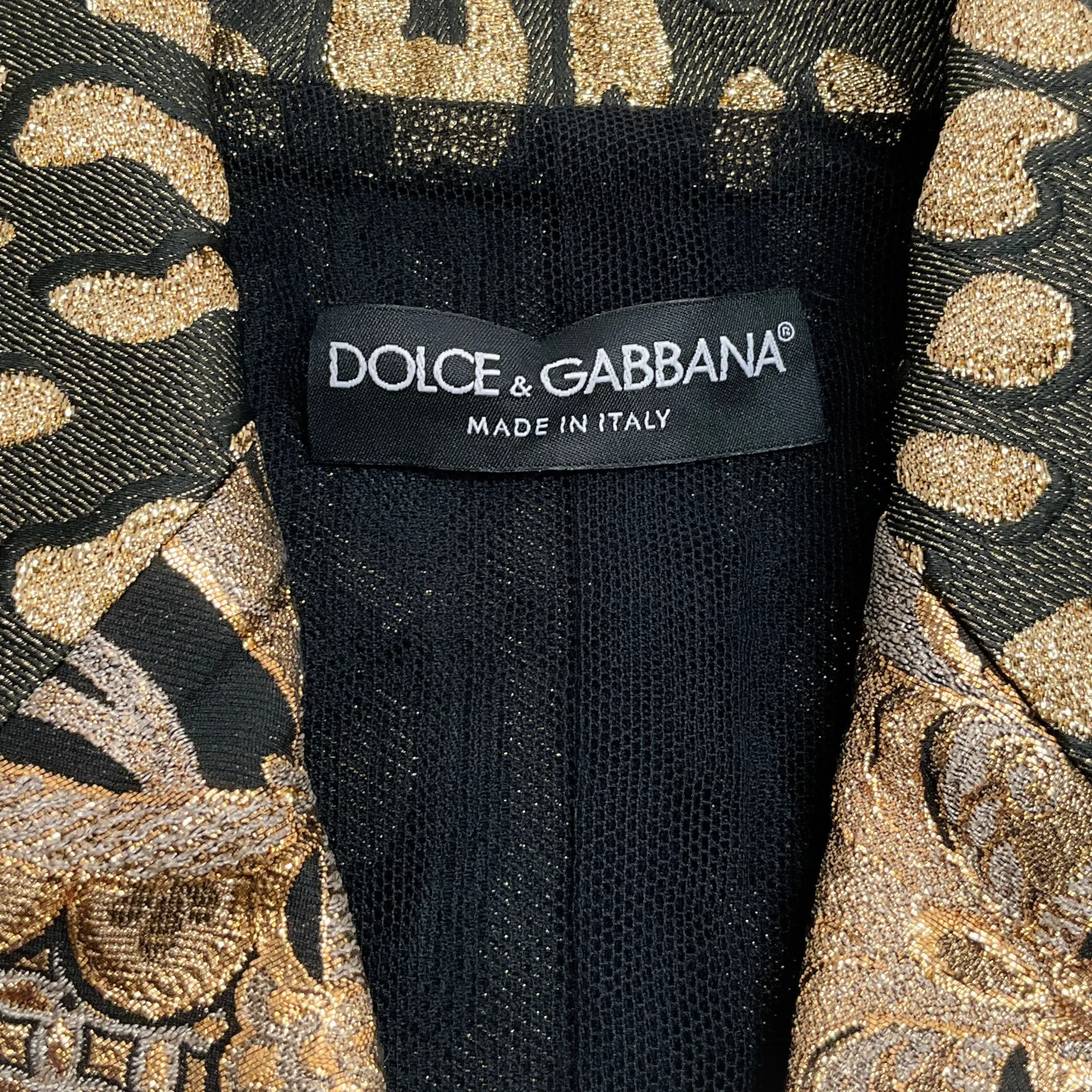 Dolce & Gabbana Black / Gold Brocade Cropped Vest