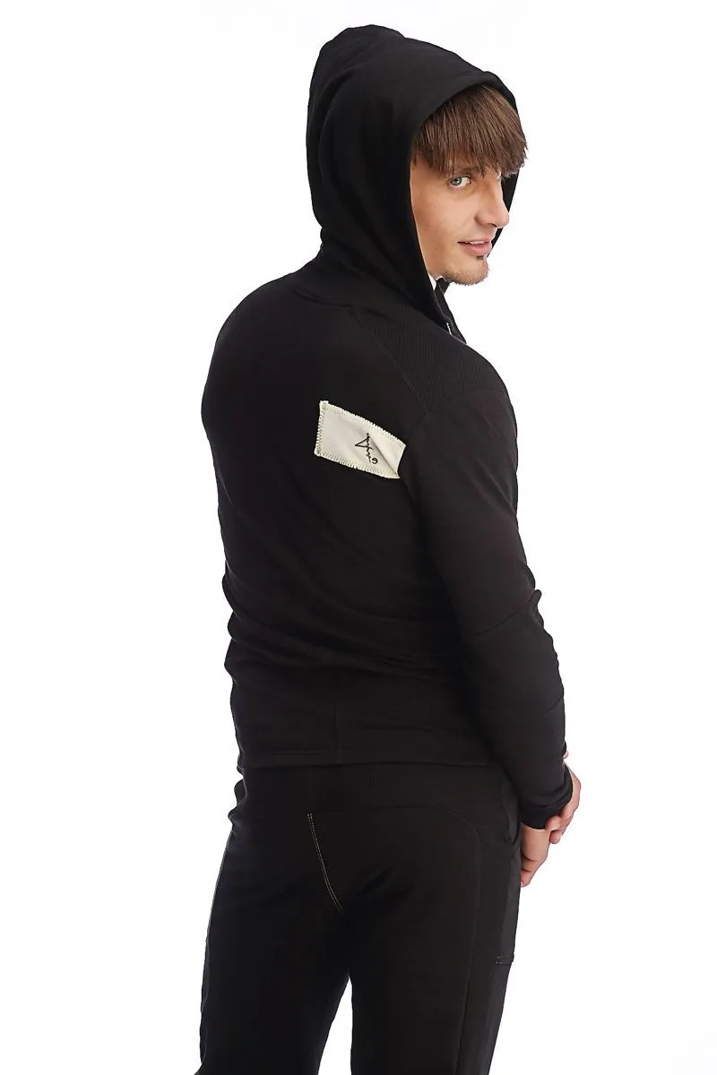 Edge Form-fit Crossover Yoga Track Performance Hoodie (Black)