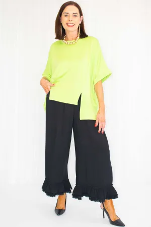 Essie Boxy Short Sleeve Top with Slit in Bright Apple