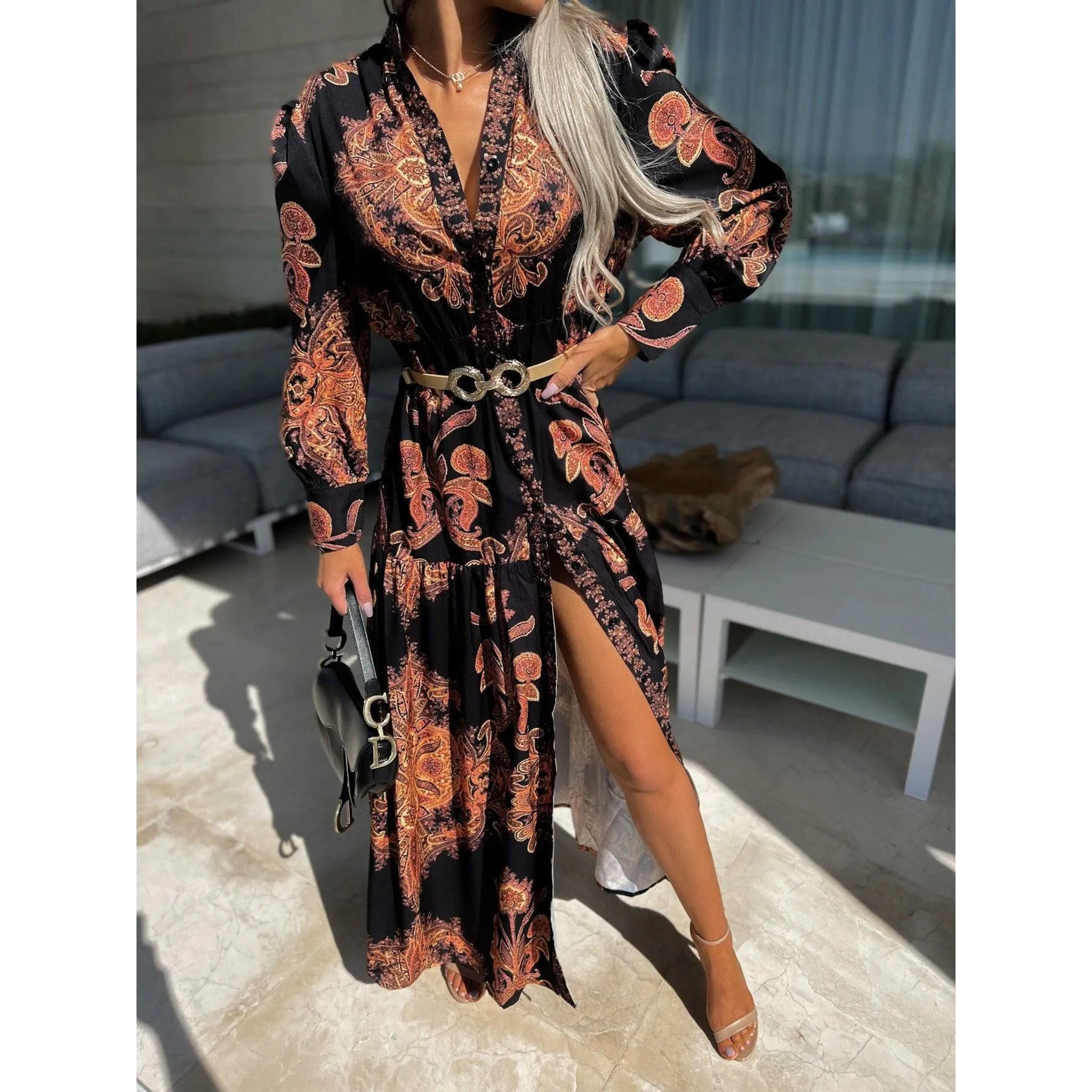 Fashionable With Side-slit Long Dress Bohemia Dress