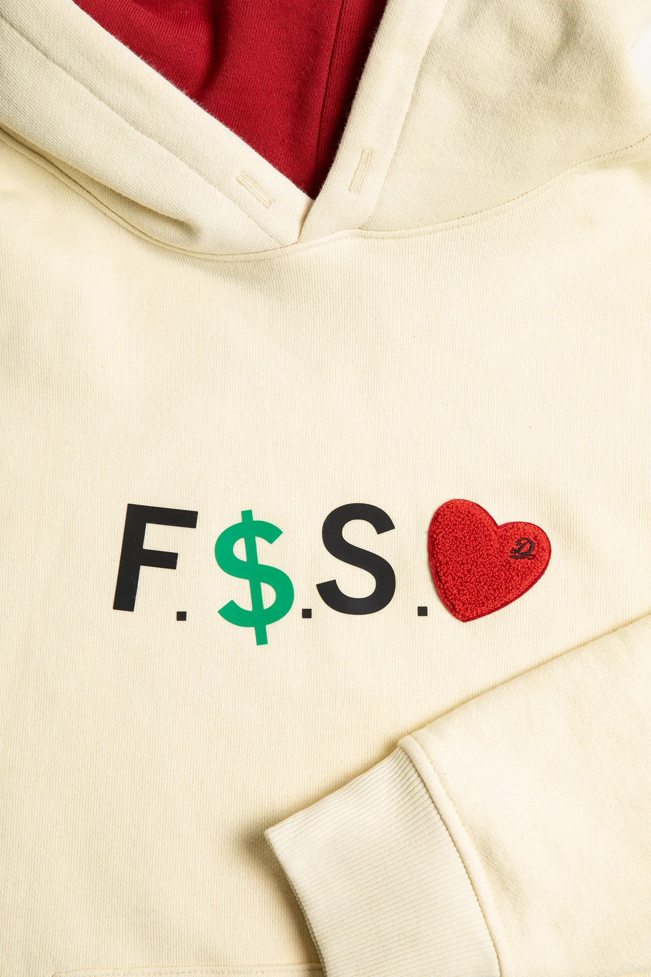 Stylish FMSL Premium Cream Hoodie with Red Accents