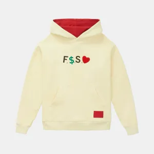 Stylish FMSL Premium Cream Hoodie with Red Accents