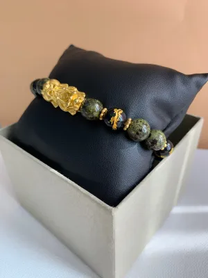 Green Jasper and Dragon Bracelet