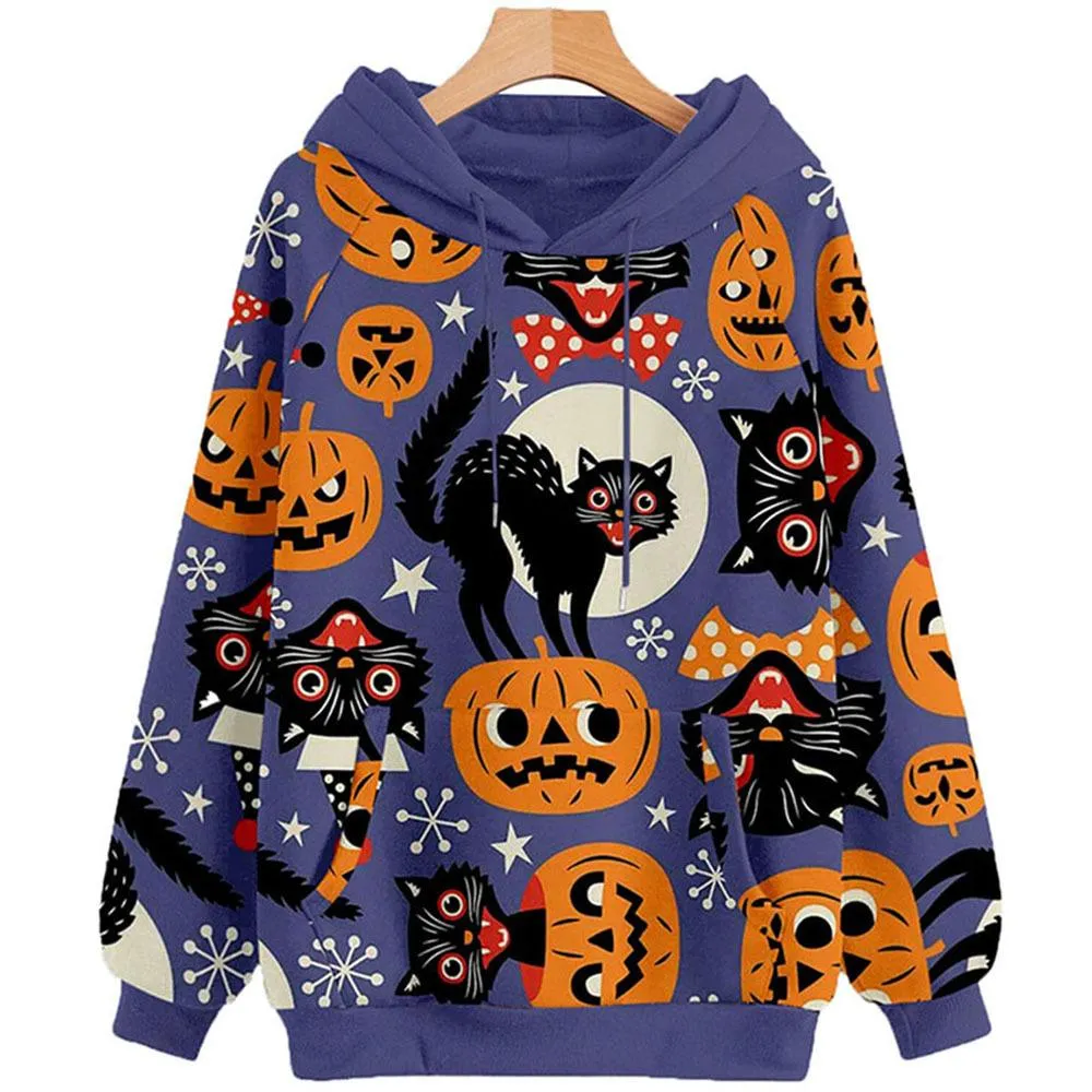 Halloween pumpkin print hoodie