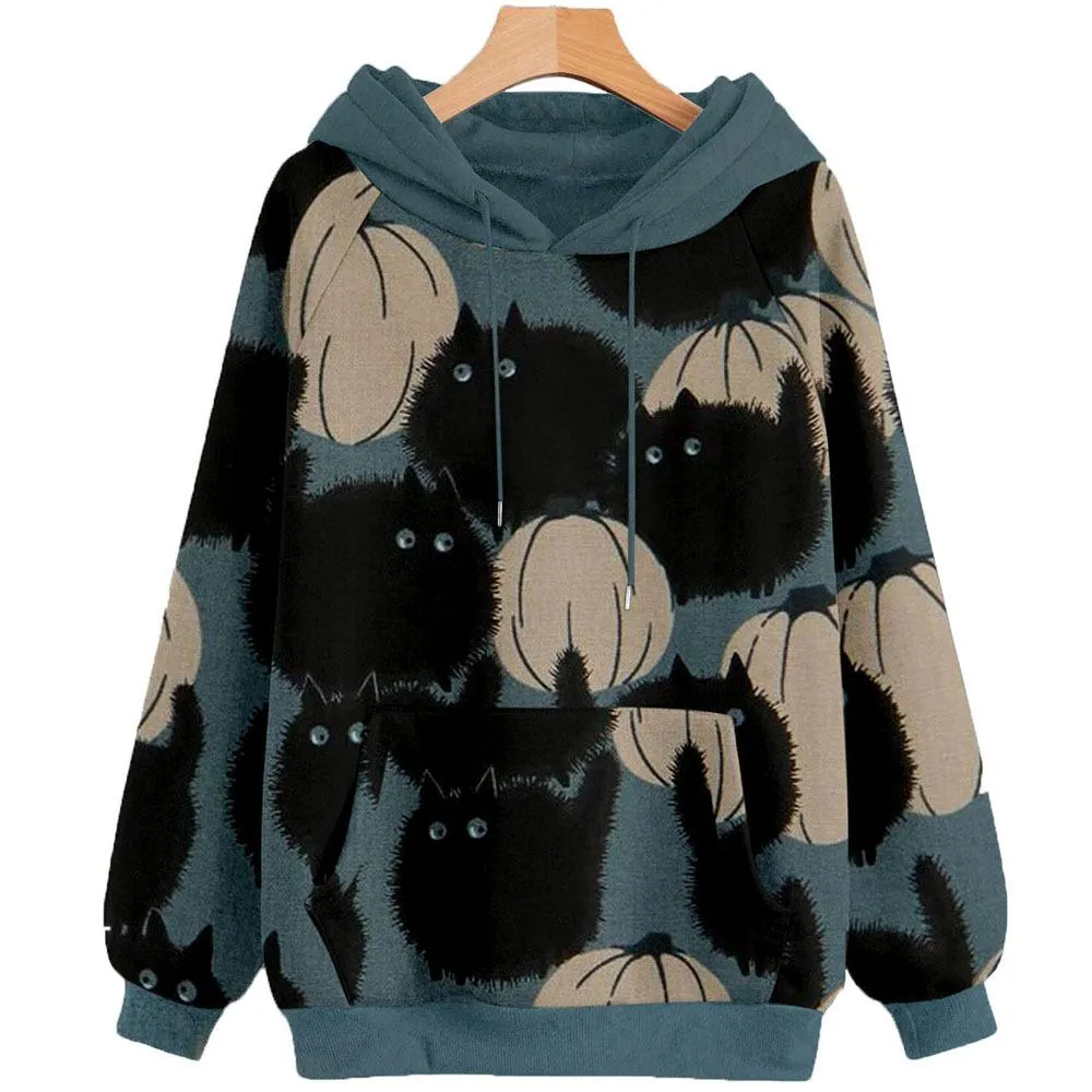 Halloween pumpkin print hoodie