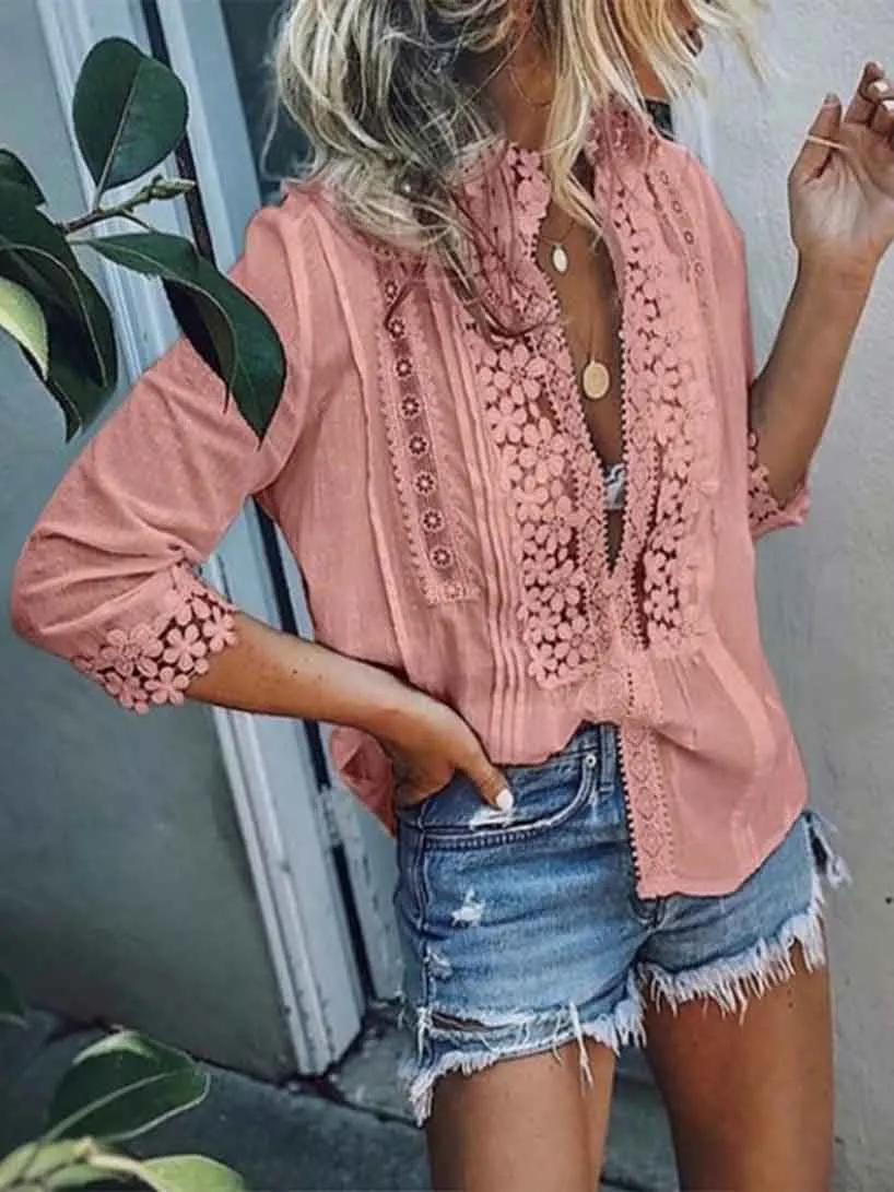 iForgirls Sexy Lace Casual Shirt