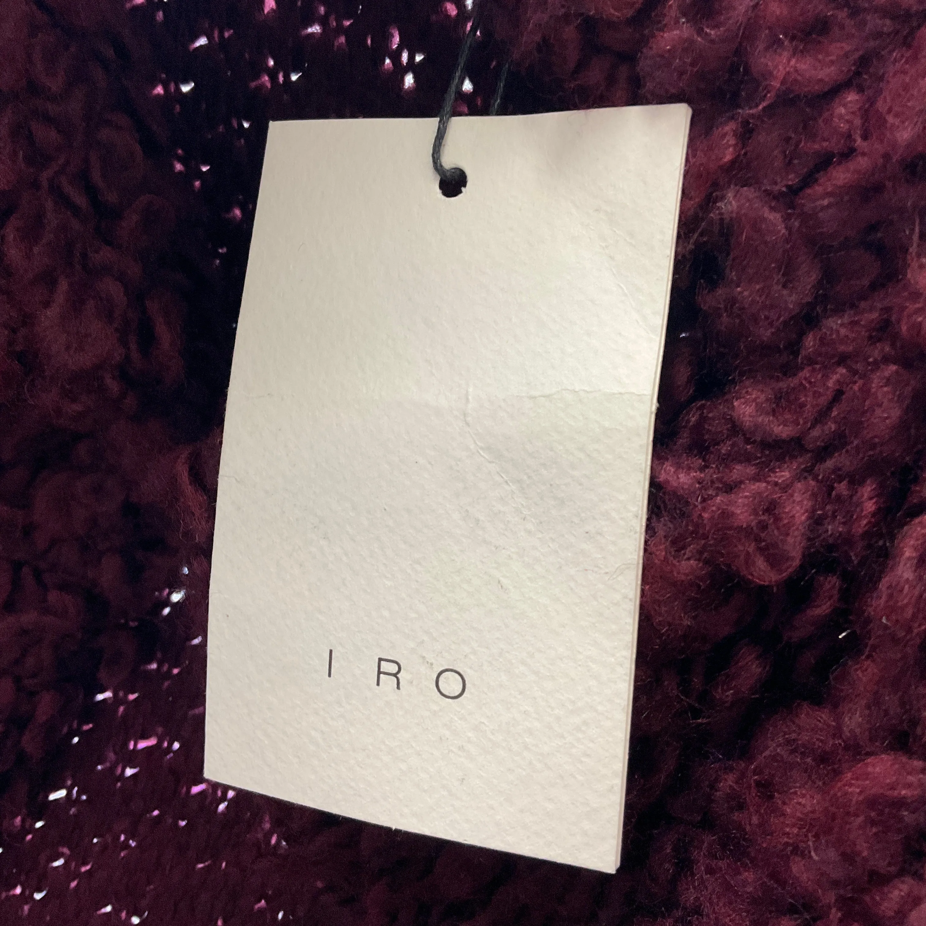 IRO Burgundy Caty Stand Collar Wrap Sweater Jacket