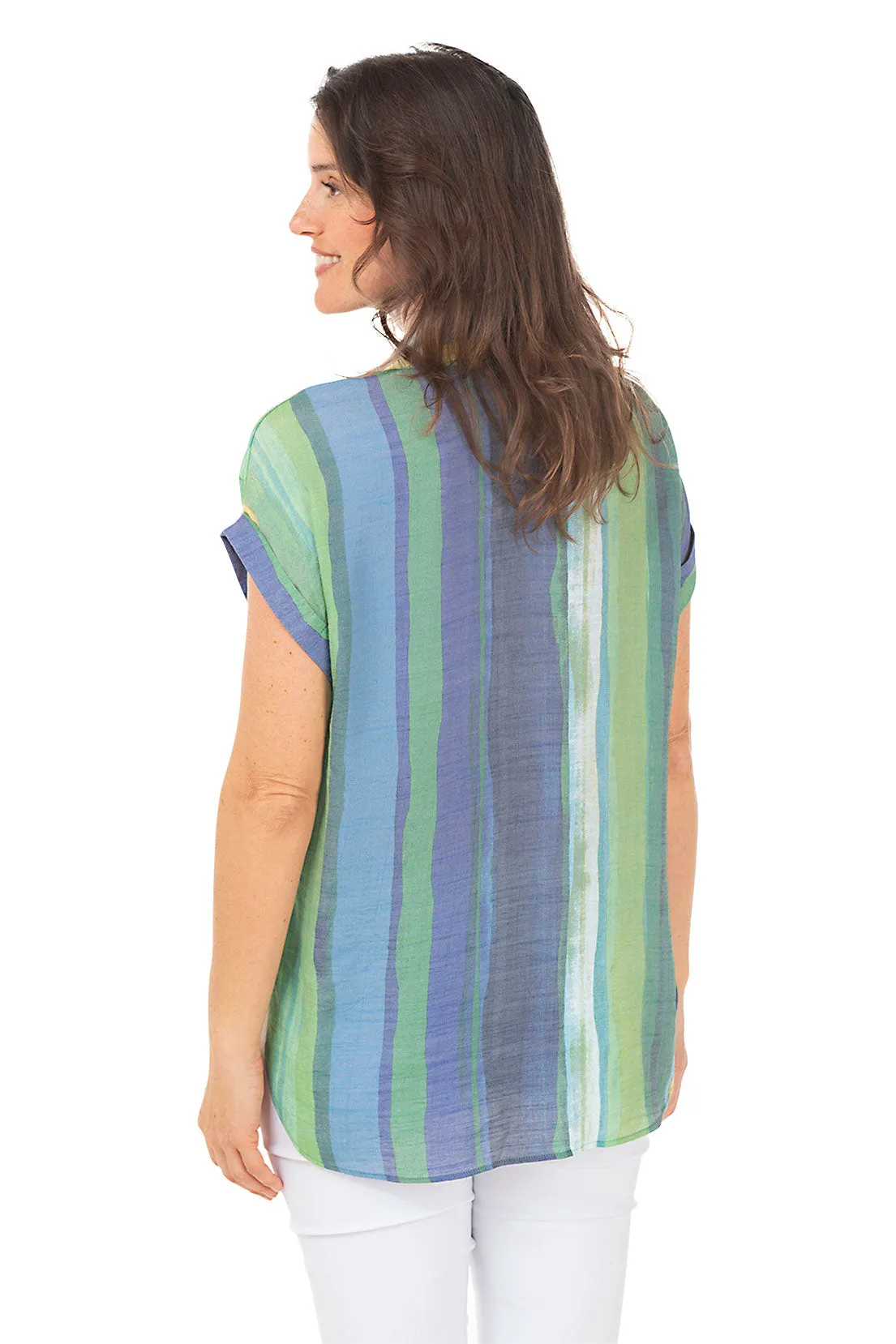 Jellybean Striped Rolled Dolman Sleeve Shirt