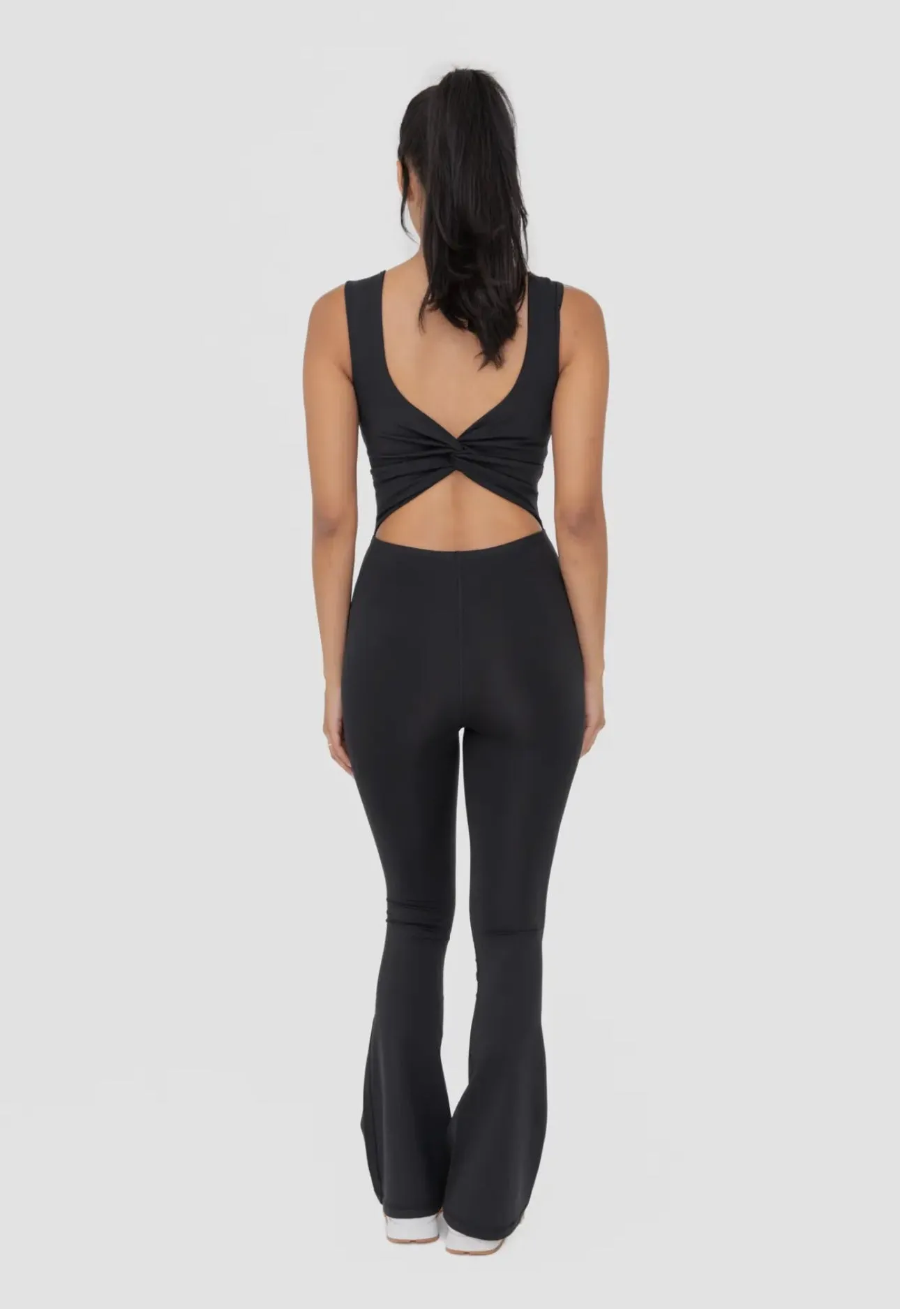 Lulu Cut Out Black Sport Jumpsuit