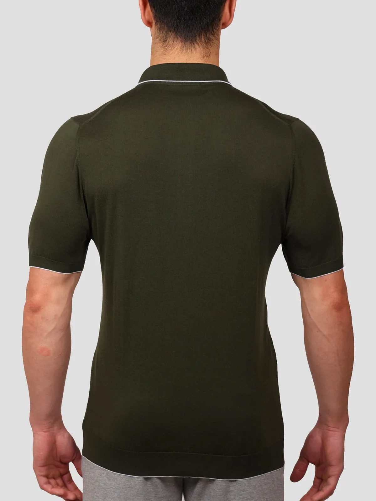 Maglia Polo con Zip 100% Cotone Supersoft Verde