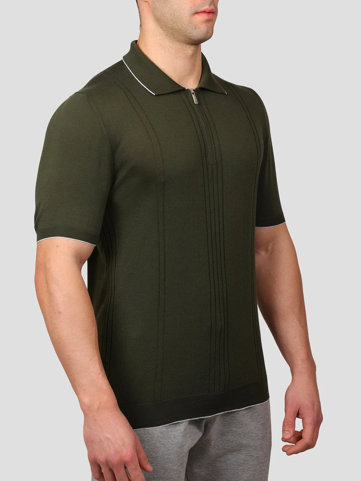 Maglia Polo con Zip 100% Cotone Supersoft Verde