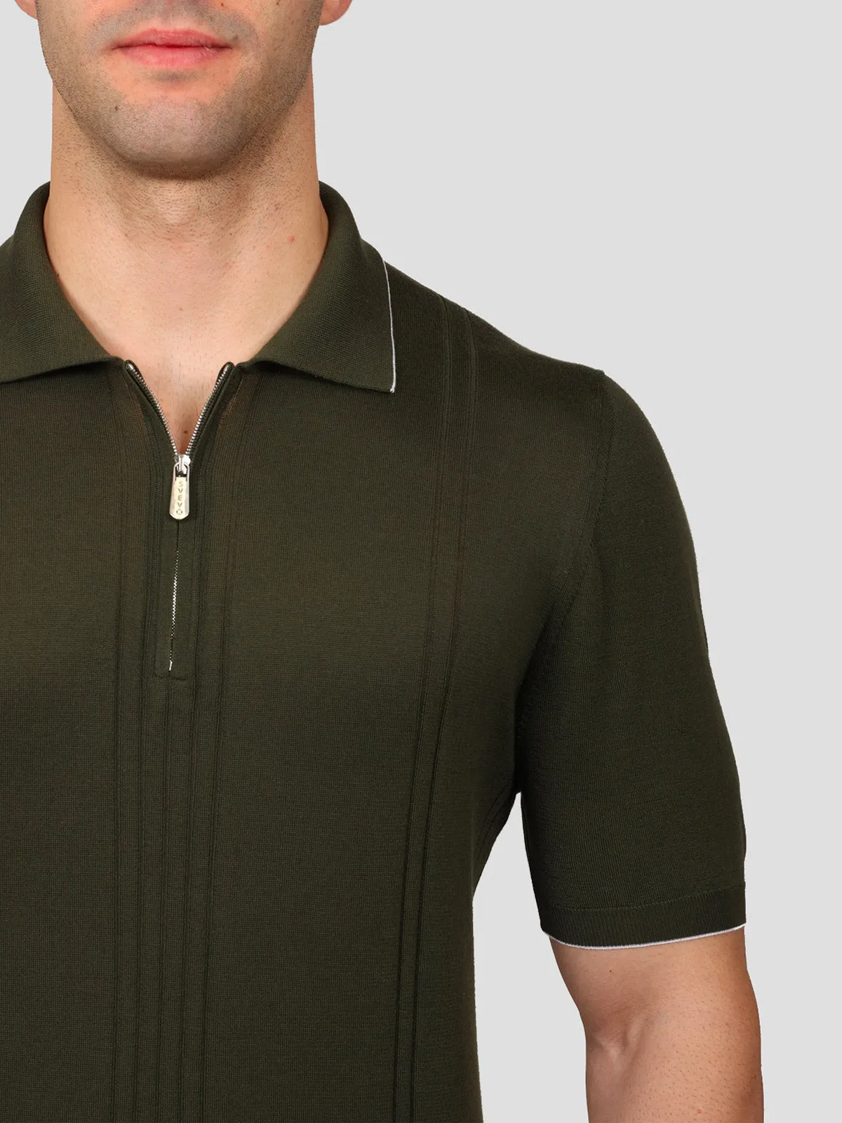 Maglia Polo con Zip 100% Cotone Supersoft Verde