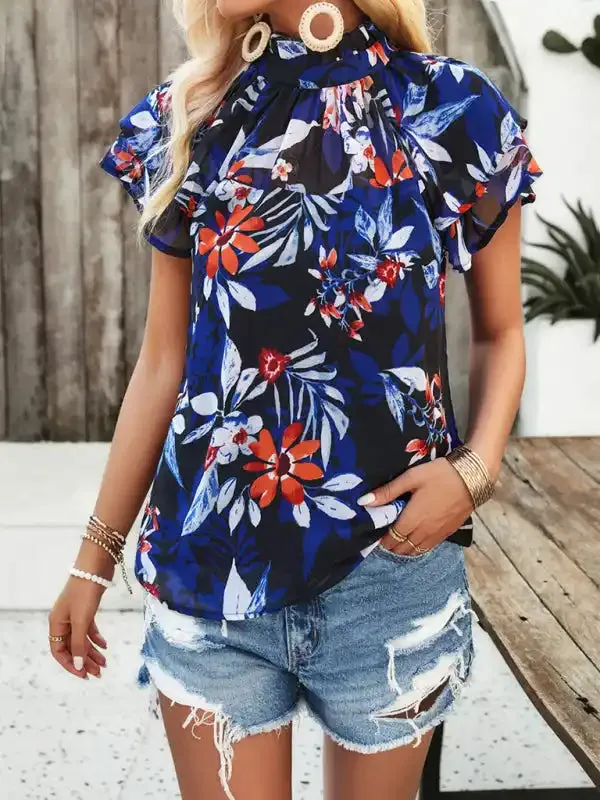 New fashionable women’s casual printed short-sleeved tops