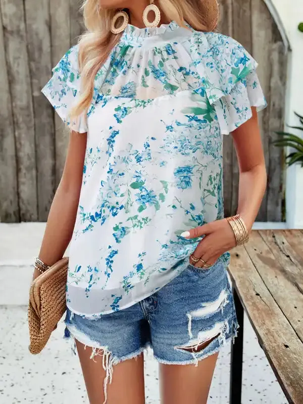 New fashionable women’s casual printed short-sleeved tops