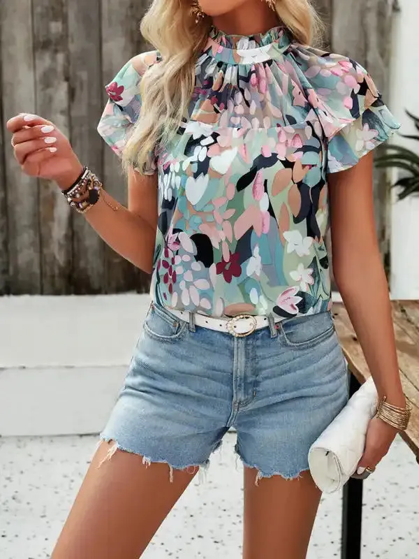 New fashionable women’s casual printed short-sleeved tops