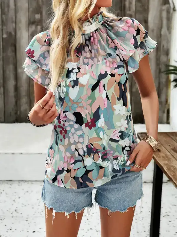 New fashionable women’s casual printed short-sleeved tops