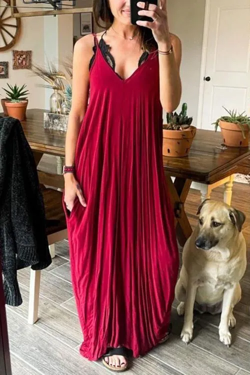 Pockets Slip Maxi Dress