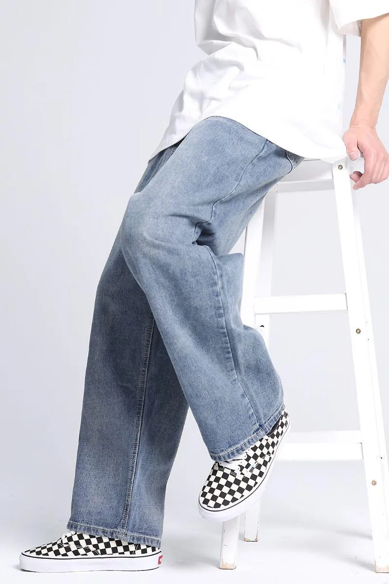 Retro Blue Wash Baggy Jeans