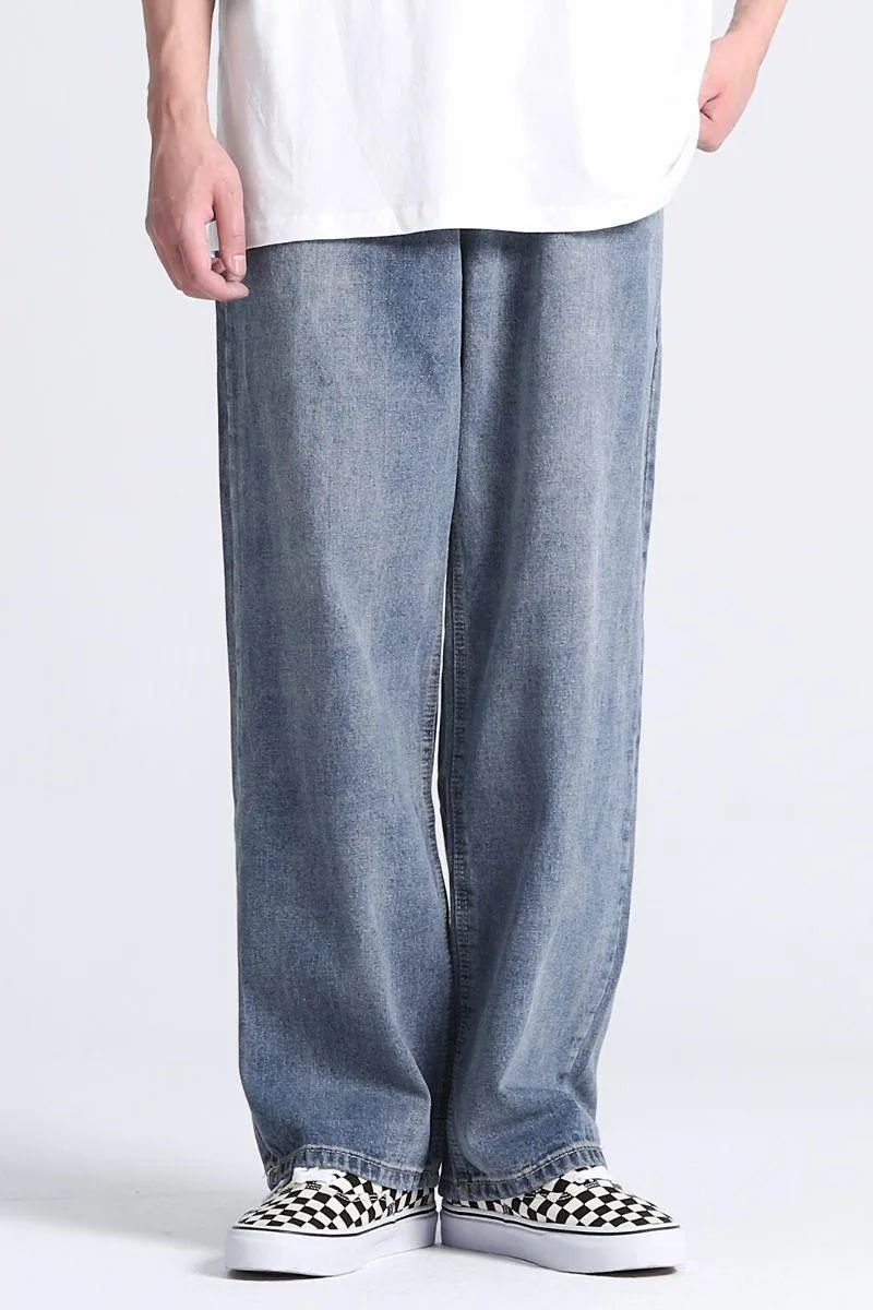 Retro Blue Wash Baggy Jeans