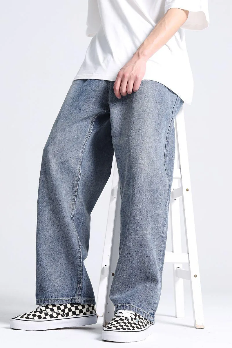 Retro Blue Wash Baggy Jeans