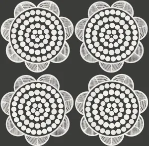 Retro Daisy Wallpaper - Black   White