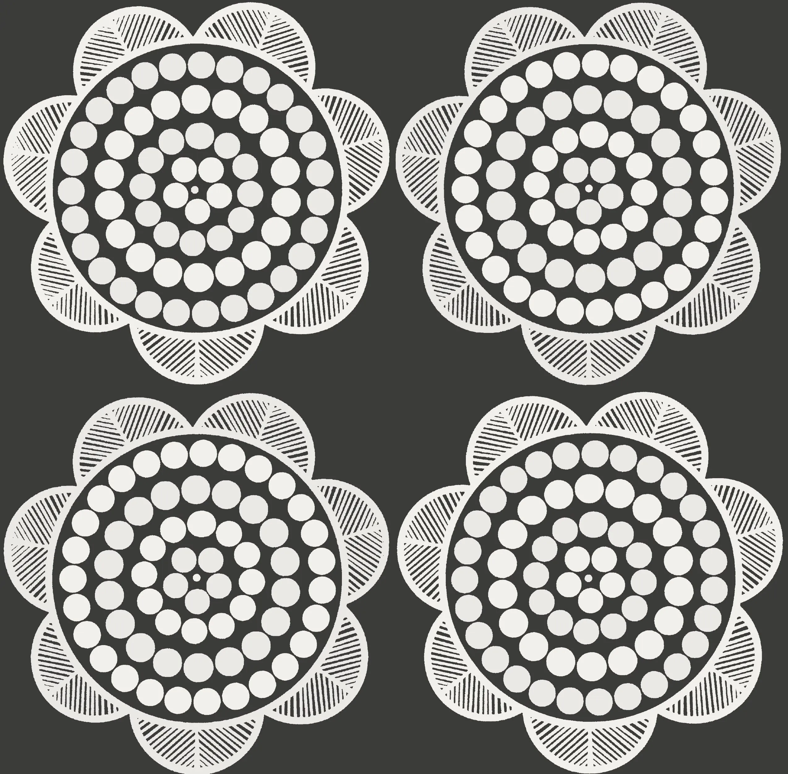 Retro Daisy Wallpaper - Black   White