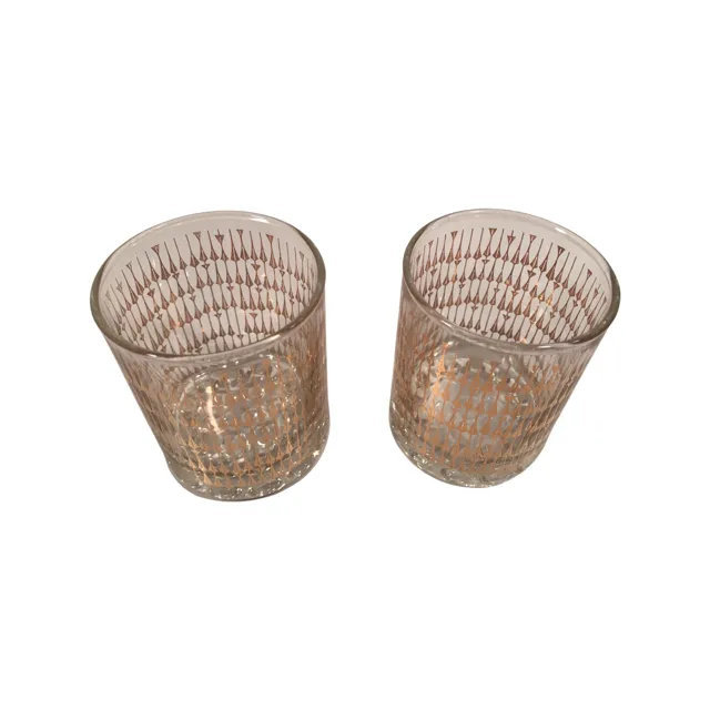 Retro Gold Elongated Diamond Glasses (Set of 2)