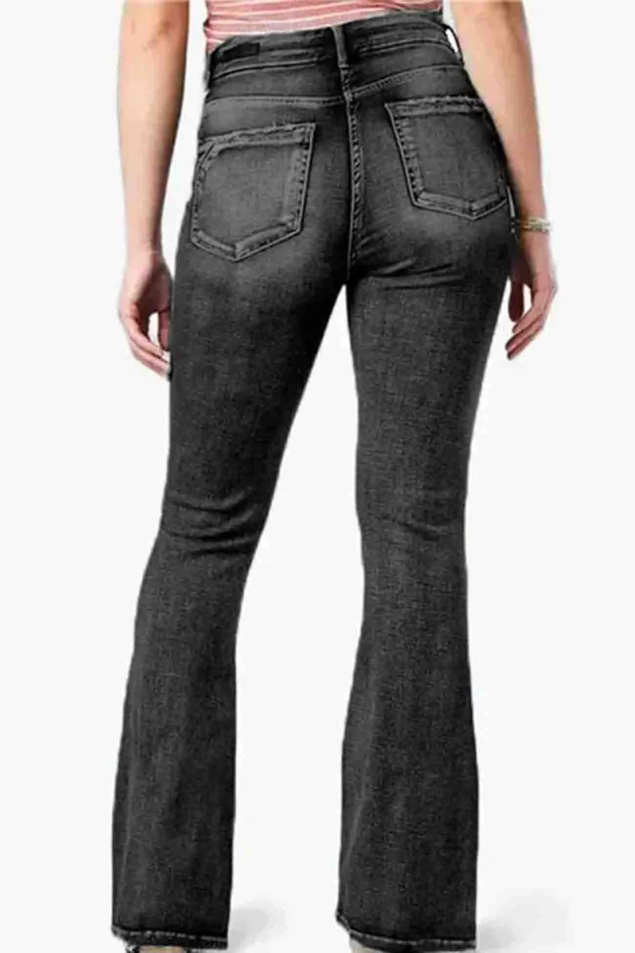 Retro Side Button Mid Rise Flares Jeans