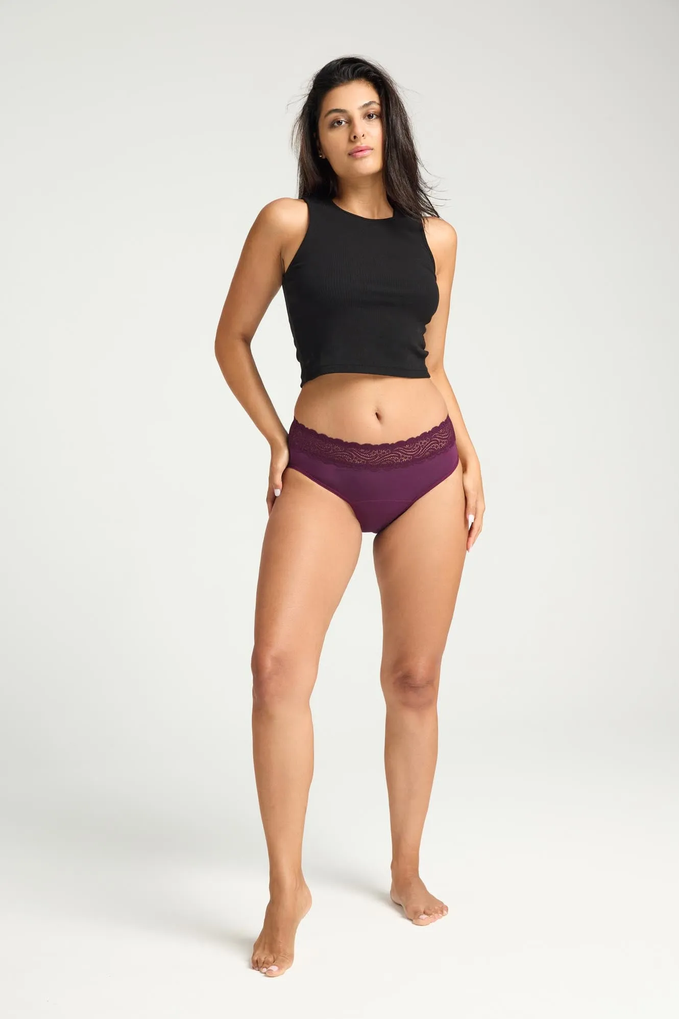 Sensual Hi Waist Bikini Moderate-Heavy Raisin Purple