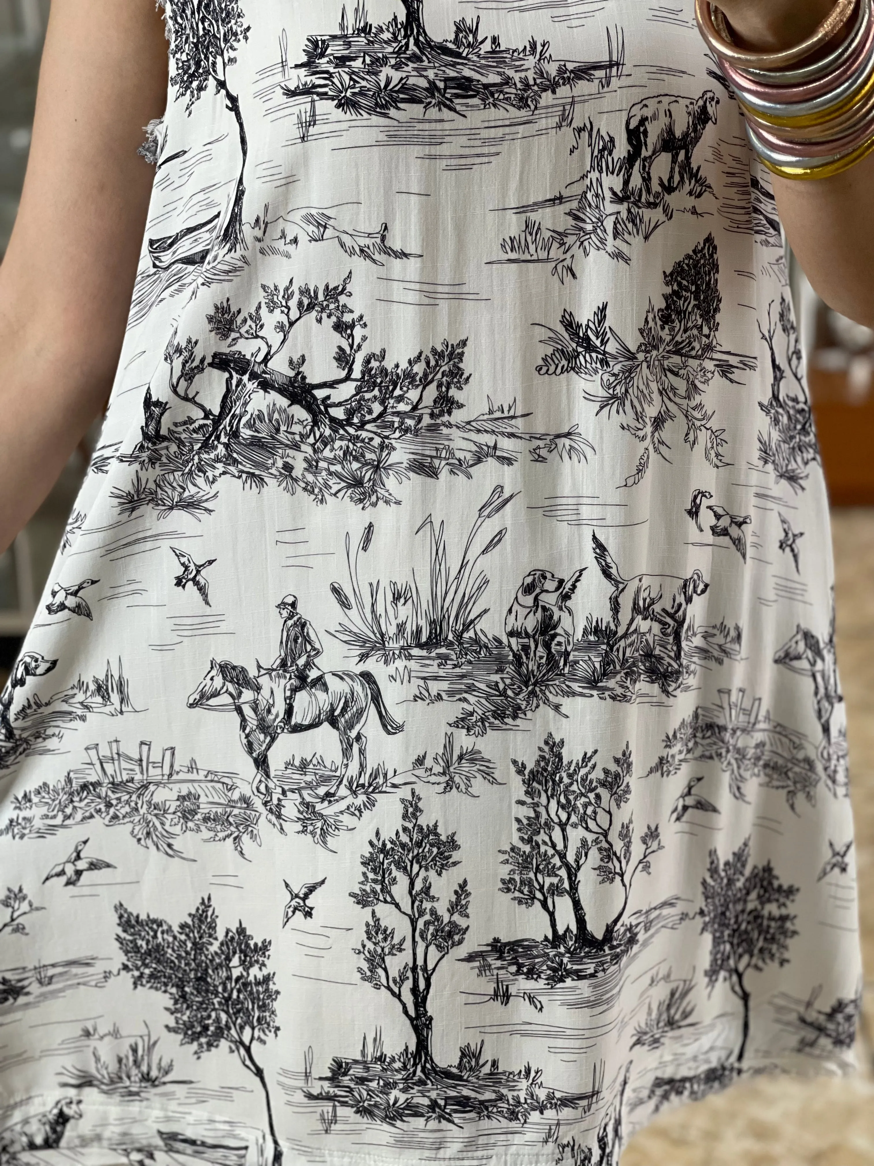 Sleeveless Landscape Print Dress