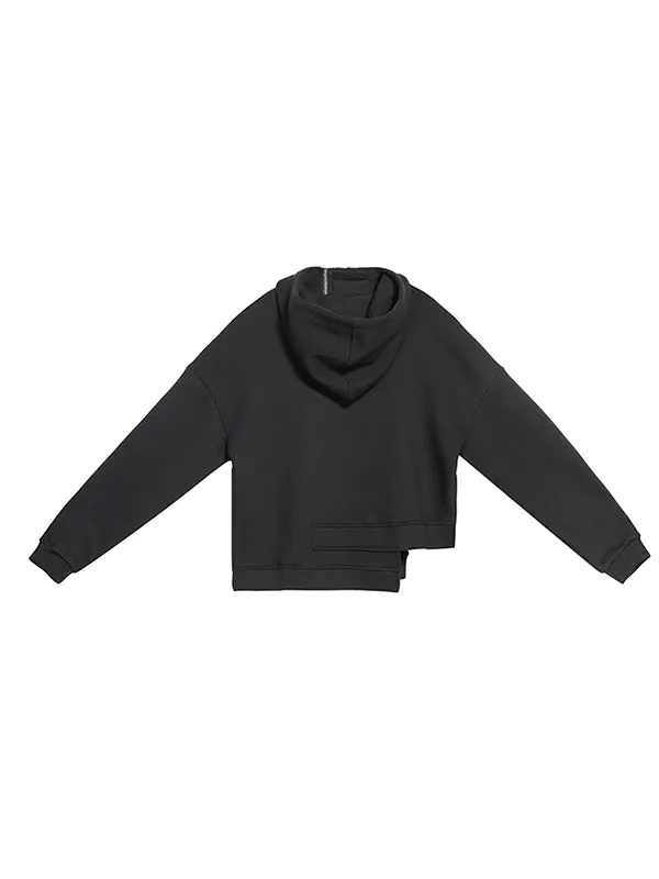 Stylish Black Asymmetric Zipper Hoodies