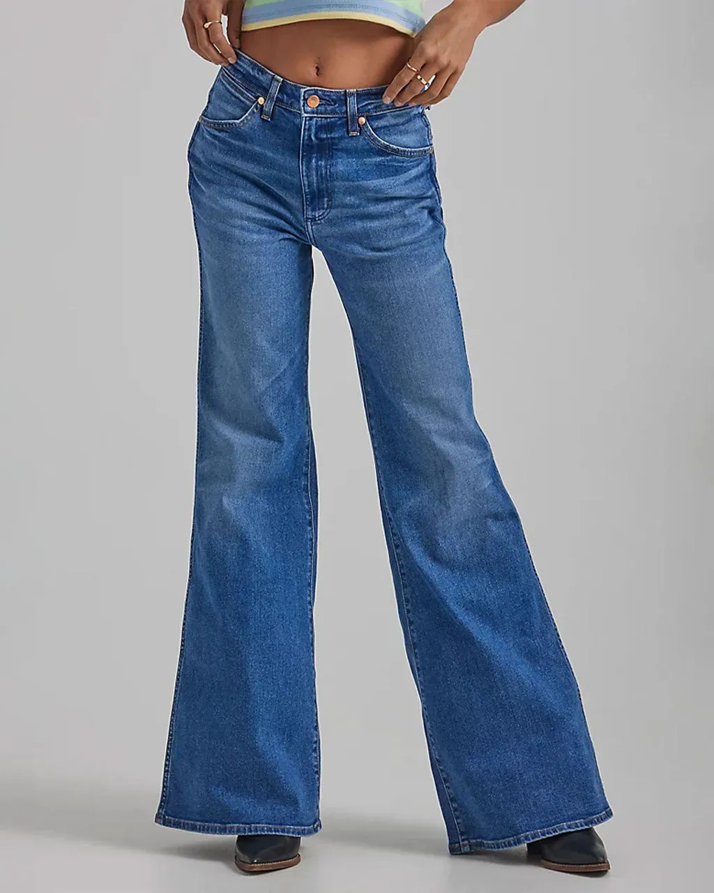 Wanderer High Rise Flare Jeans - Smoke Sea